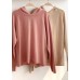 Women beige knit tops fall fashion hooded baggy knitted top