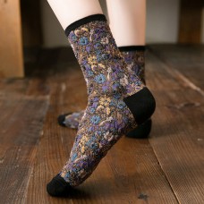 10 Pairs Women Autumn Thin Three  dimensional Jacquard Tube Socks Retro Mid  length Breathable Cotton Socks