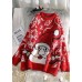 Aesthetic o neck red knit tops oversize Santa Claus top