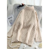 For Work high neck beige knitwear plus size spring knitted pullover