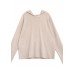 Women beige knit tops fall fashion hooded baggy knitted top