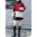 Cute red clothes For Women side open fall fashion patchwork knit sweat tops