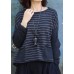 Women gray striped clothes For Women low high design trendy plus size o neck knit sweat tops