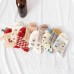 5 Pairs Women Cotton Jacquard Cartoon Little Bear Lattice Patterns Fashion Breathable Socks