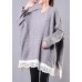 Chunky gray sweaters plus size clothing o neck Batwing Sleeve knit tops