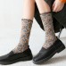 10 Pairs Women Retro Embossed Jacquard Tube Socks Fashion Mid  length Breathable Absorbsweat Lace Socks