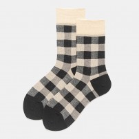 5 Pairs Women Plaid Pattern Autumn Cute Wild Breathable Cotton Socks Middle Tube Socks