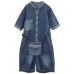 Modern Blue Pockets shorts Jumpsuit Shorts Summer